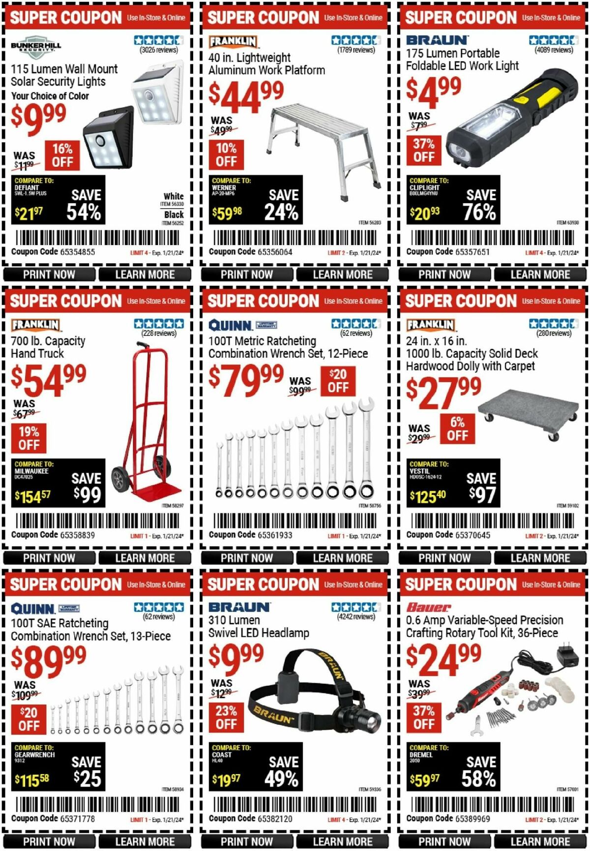 Harbor Freight Tools Weekly Ad from January 8