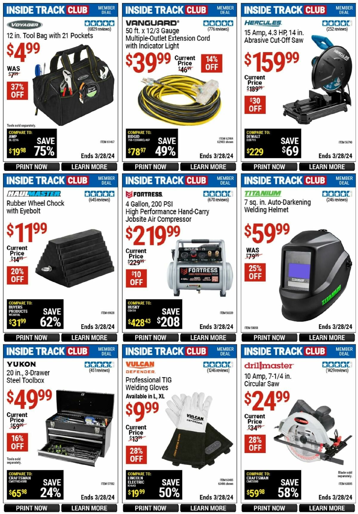 Harbor Freight Tools Inside Track Club Member Deals Weekly Ad from March 10