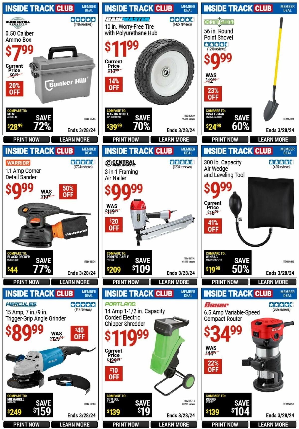 Harbor Freight Tools Inside Track Club Member Deals Weekly Ad from March 10