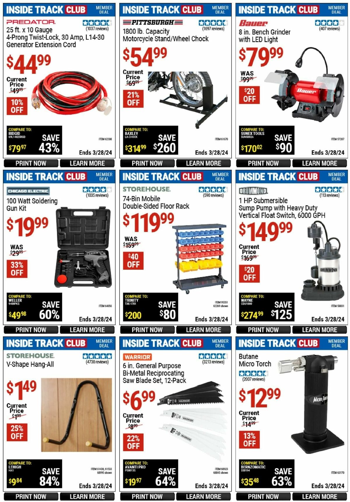 Harbor Freight Tools Inside Track Club Member Deals Weekly Ad from March 10