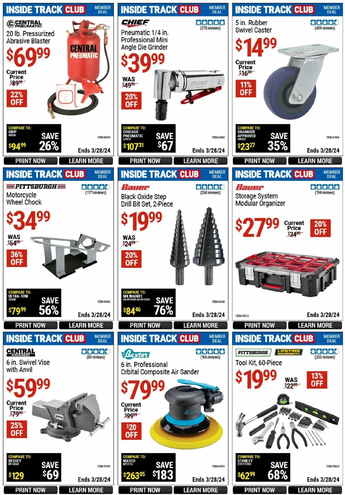 Harbor Freight Tools Inside Track Club Member Deals Weekly Ad from March 10