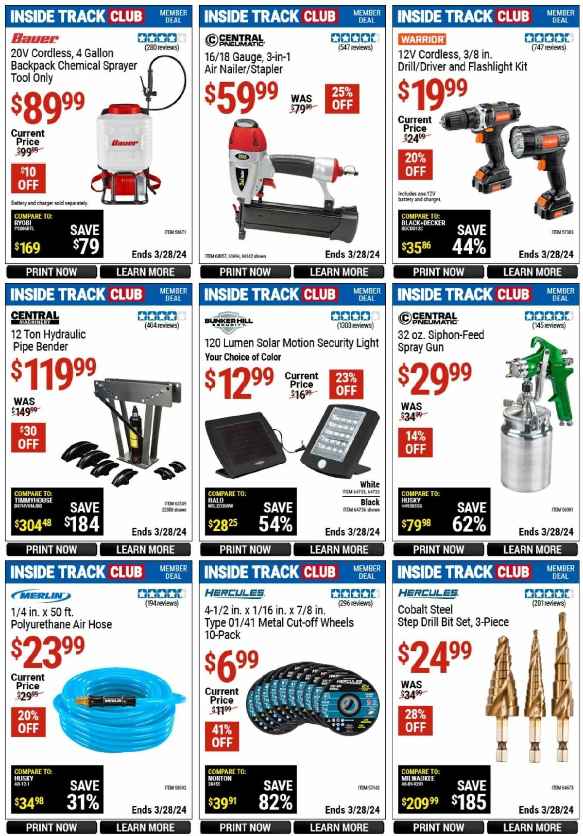 Harbor Freight Tools Inside Track Club Member Deals Weekly Ad from March 10