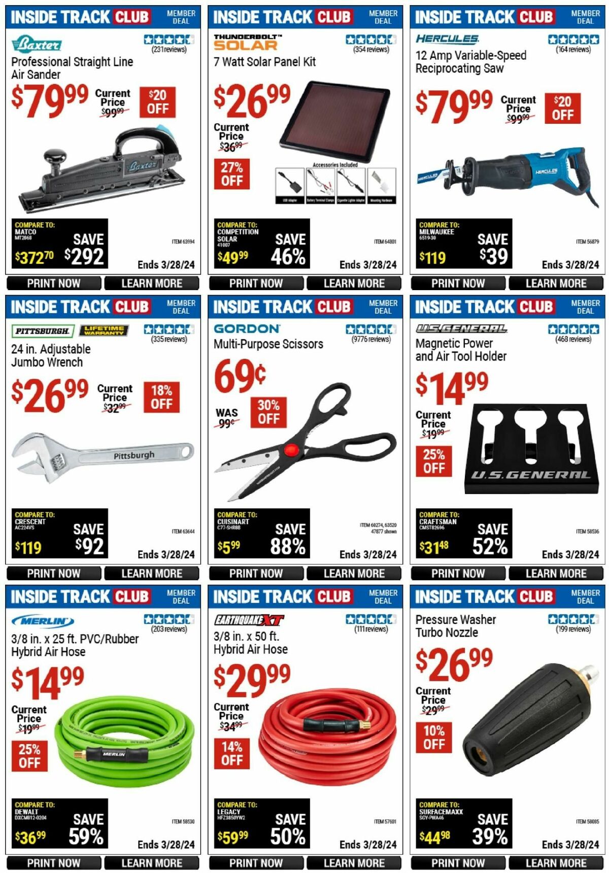 Harbor Freight Tools Inside Track Club Member Deals Weekly Ad from March 10