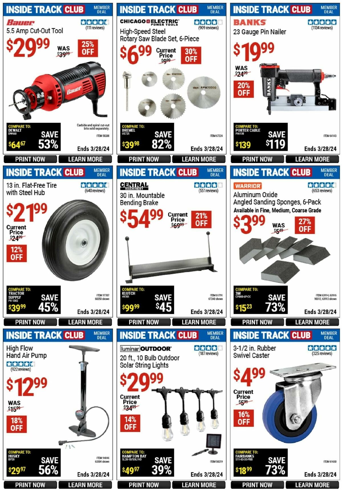 Harbor Freight Tools Inside Track Club Member Deals Weekly Ad from March 10