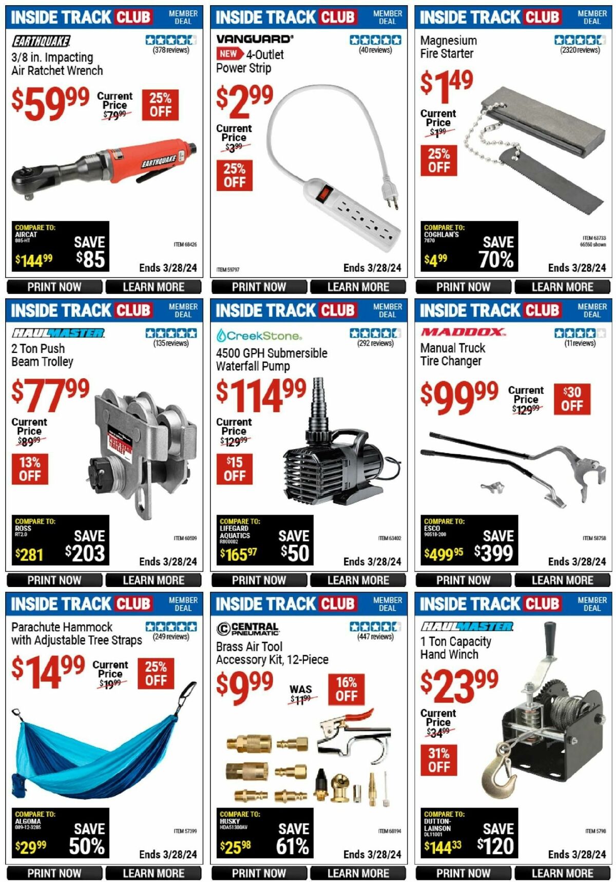 Harbor Freight Tools Inside Track Club Member Deals Weekly Ad from March 10