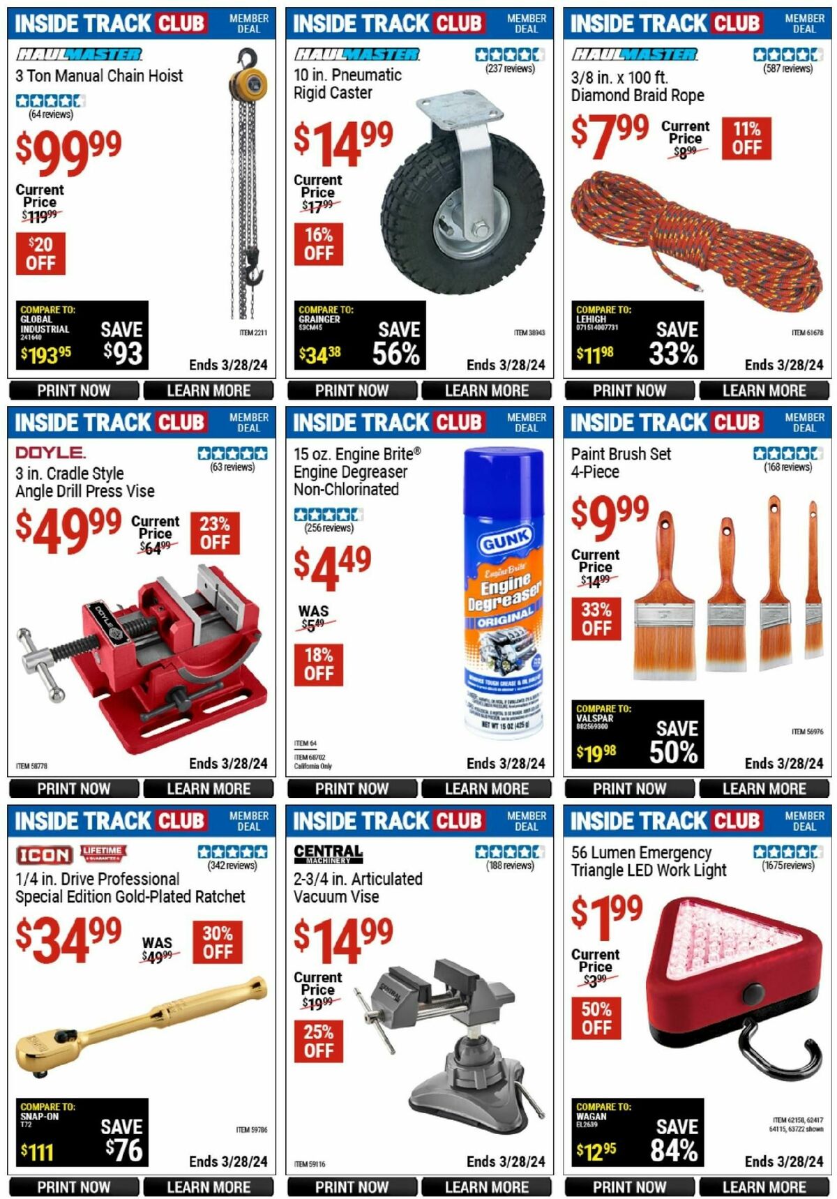 Harbor Freight Tools Inside Track Club Member Deals Weekly Ad from March 10