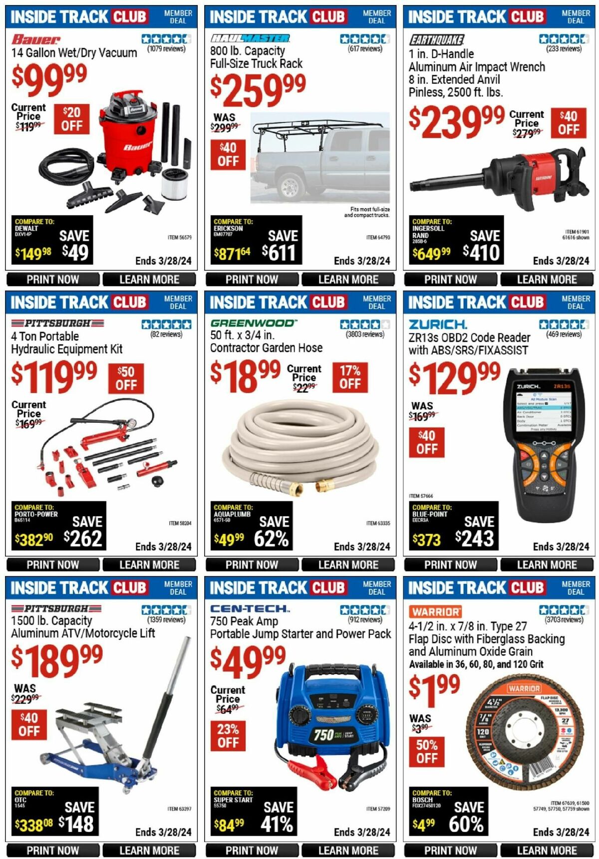 Harbor Freight Tools Inside Track Club Member Deals Weekly Ad from March 10