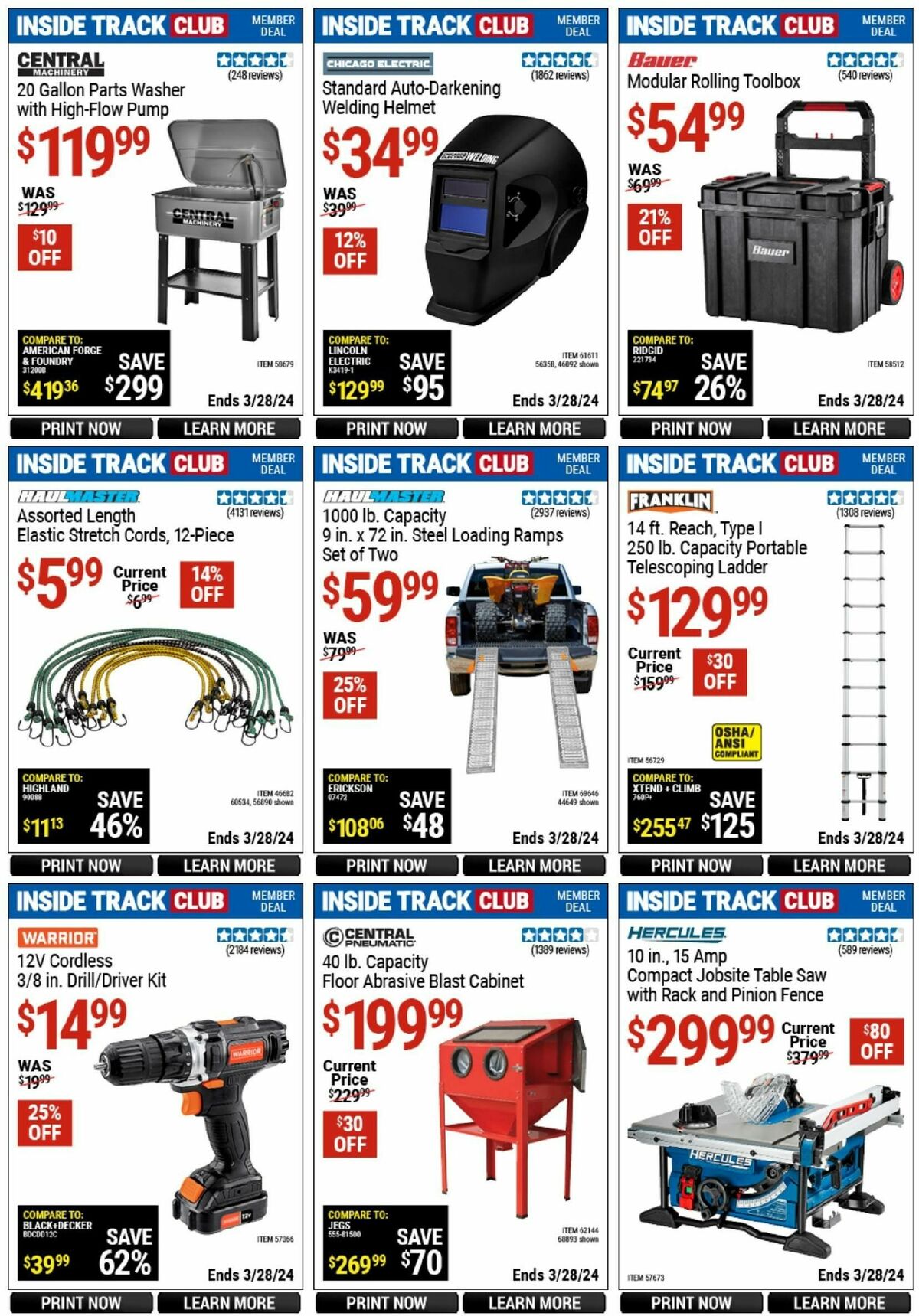 Harbor Freight Tools Inside Track Club Member Deals Weekly Ad from March 10