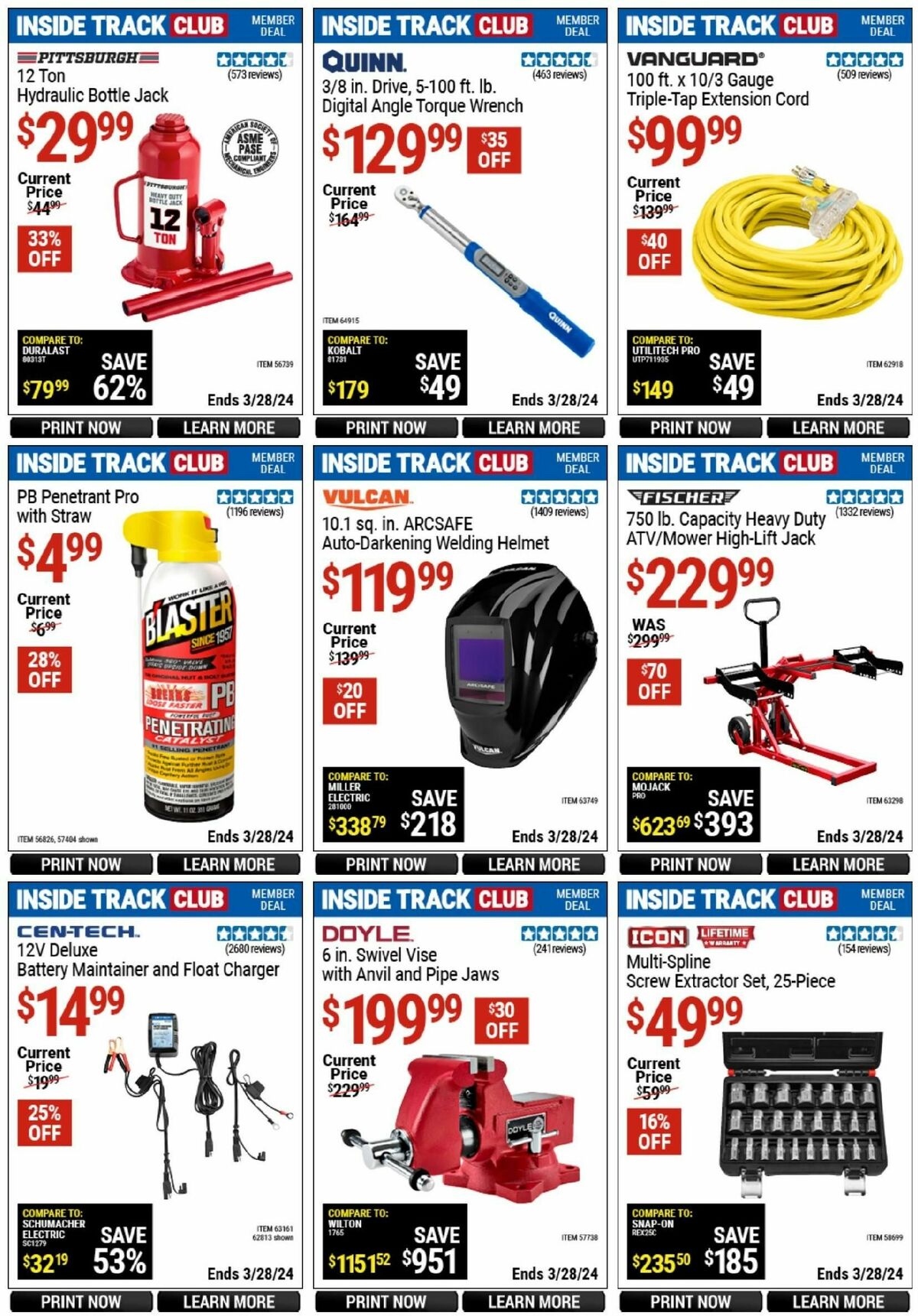 Harbor Freight Tools Inside Track Club Member Deals Weekly Ad from March 10