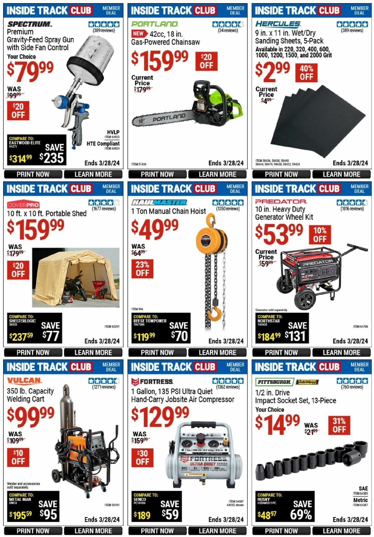 Harbor Freight Tools Inside Track Club Member Deals Weekly Ad from March 10