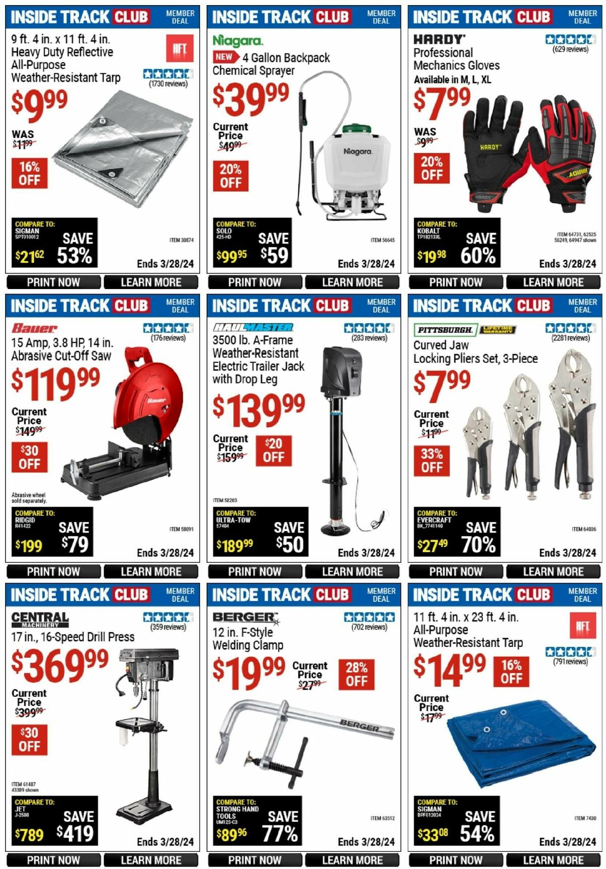 Harbor Freight Tools Inside Track Club Member Deals Weekly Ad from March 10