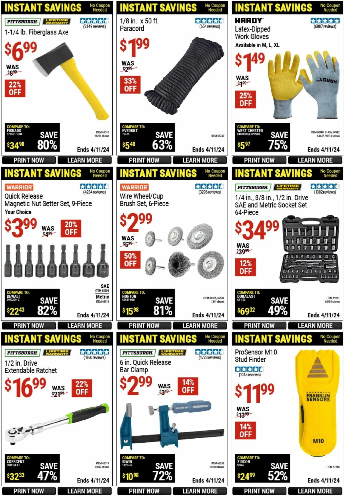 Harbor Freight Tools Instant Savings Weekly Ad from March 11