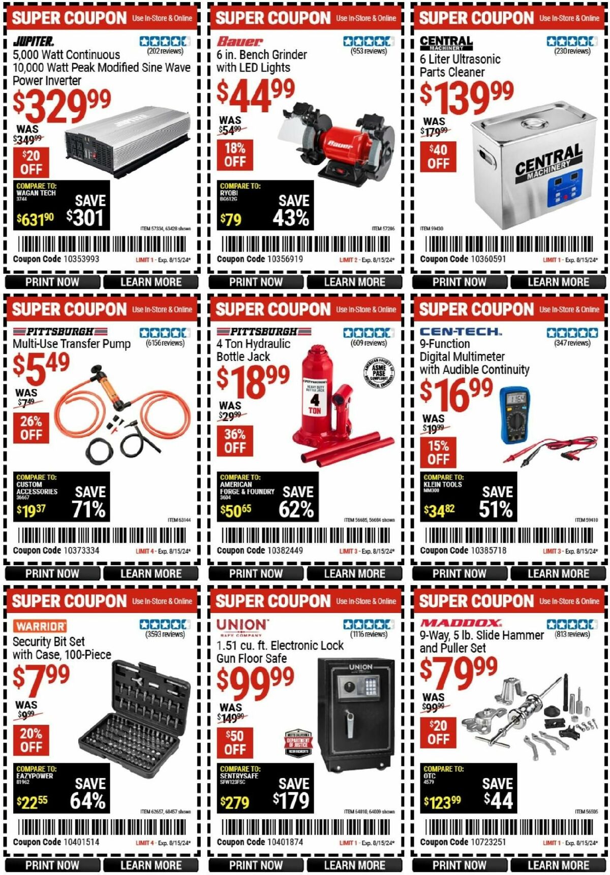 Harbor Freight Tools Weekly Ad from August 5