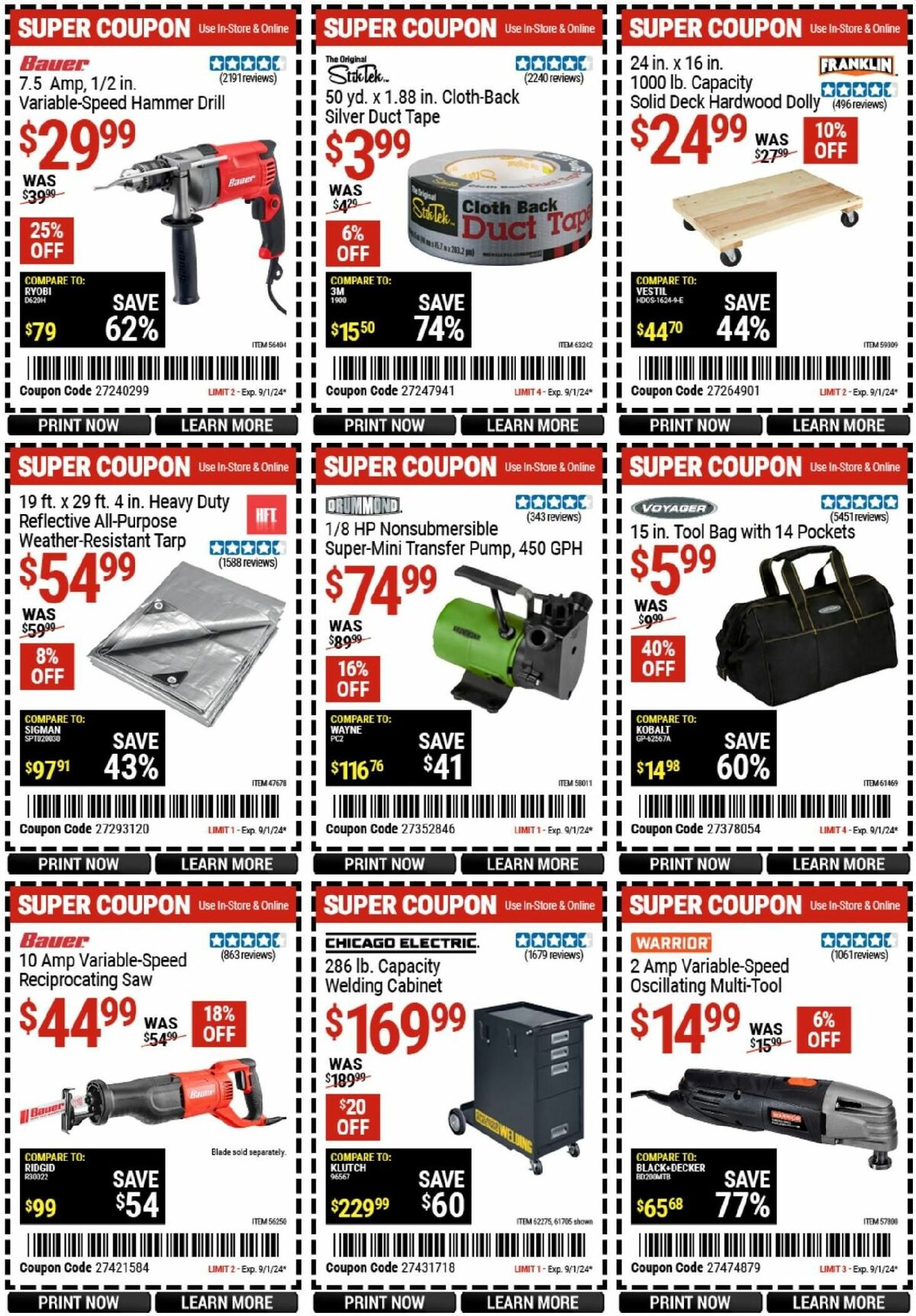 Harbor Freight Tools Weekly Ad from August 20