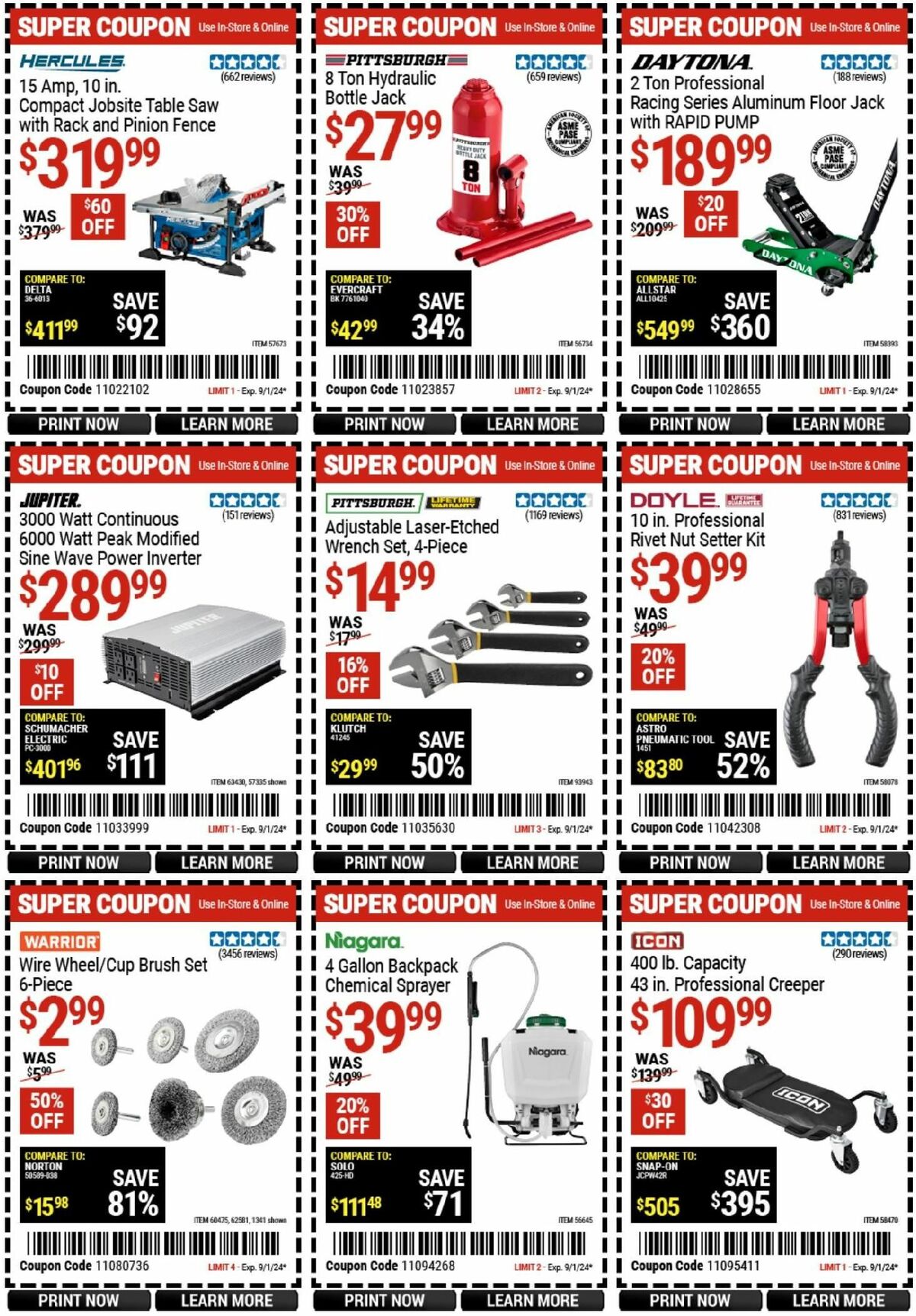 Harbor Freight Tools Weekly Ad from August 20