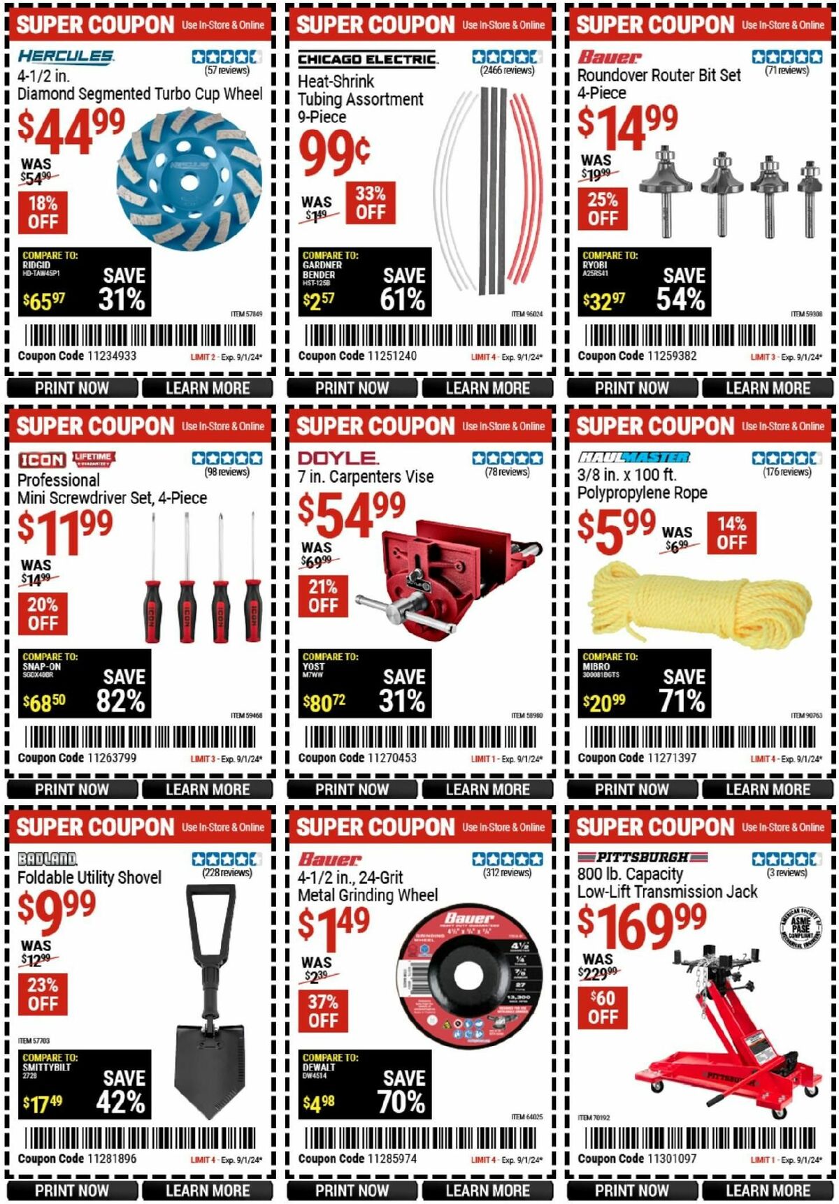 Harbor Freight Tools Weekly Ad from August 20