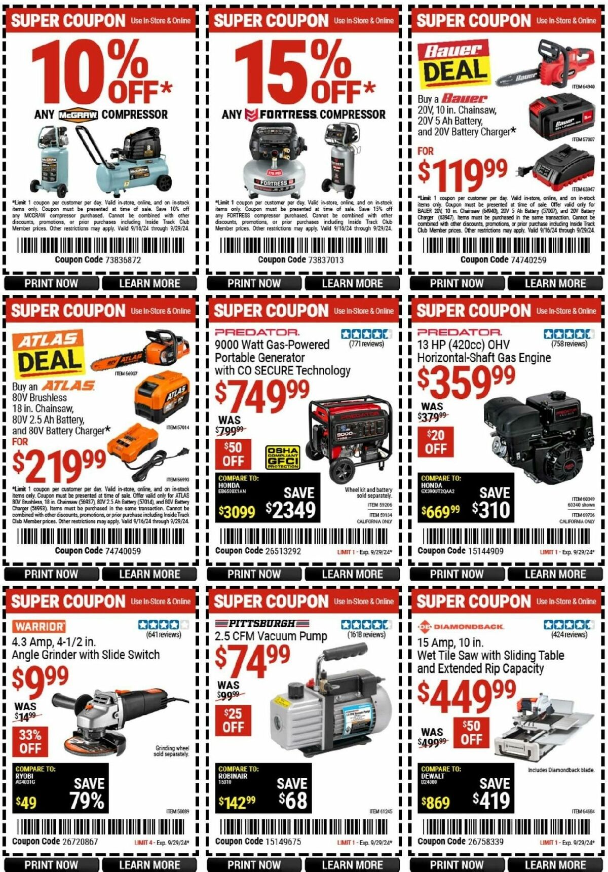 Harbor Freight Tools Weekly Ad from September 16