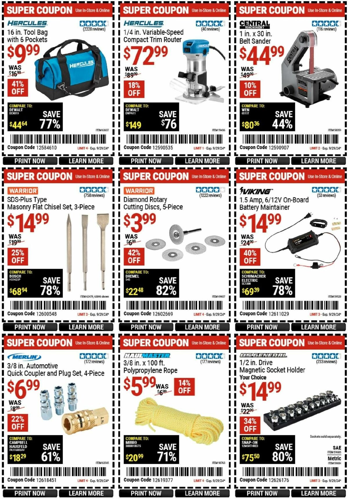 Harbor Freight Tools Weekly Ad from September 16