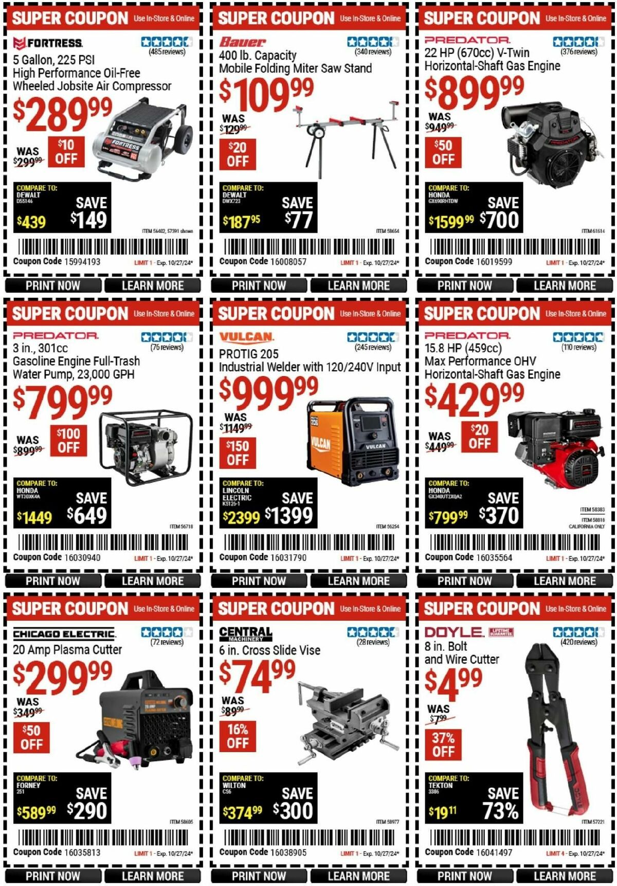 Harbor Freight Tools Weekly Ad from October 14