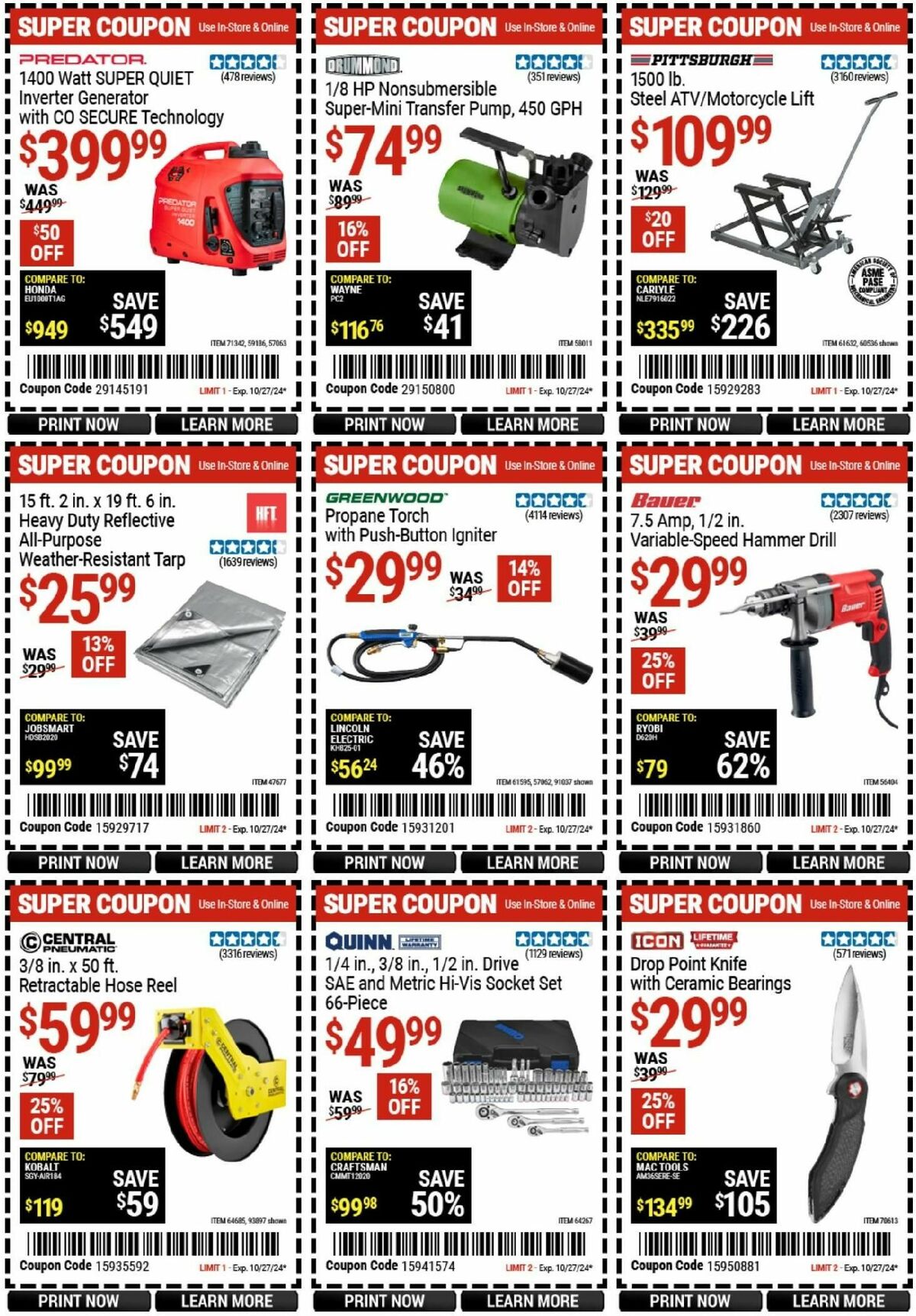 Harbor Freight Tools Weekly Ad from October 14