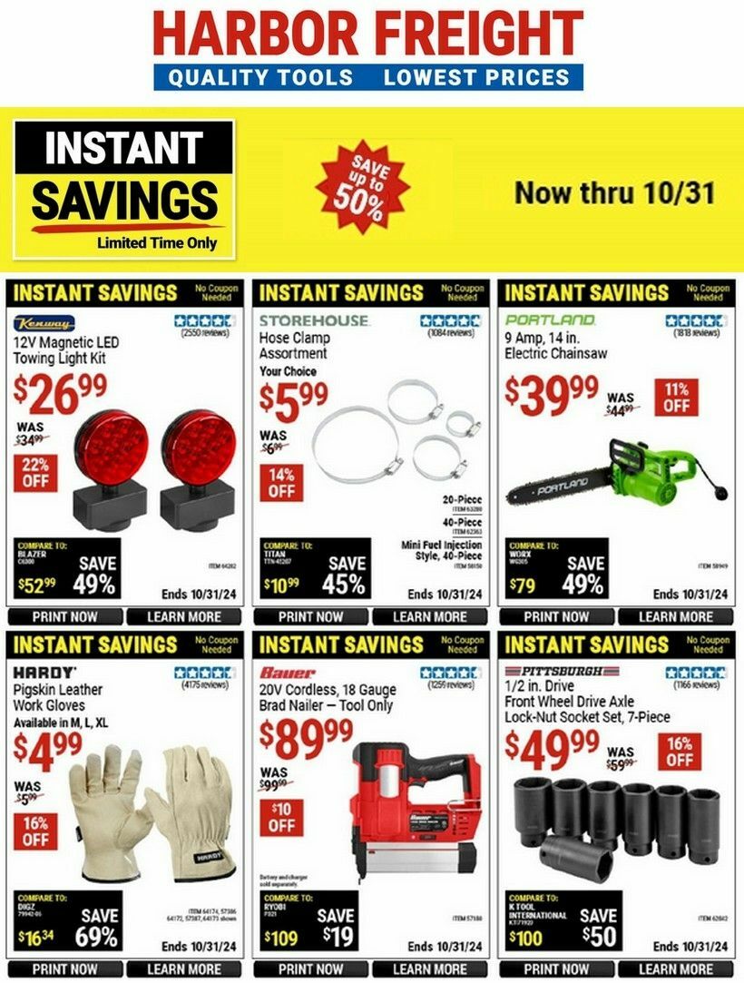 Harbor Freight Tools Instant Savings Weekly Ad from October 14