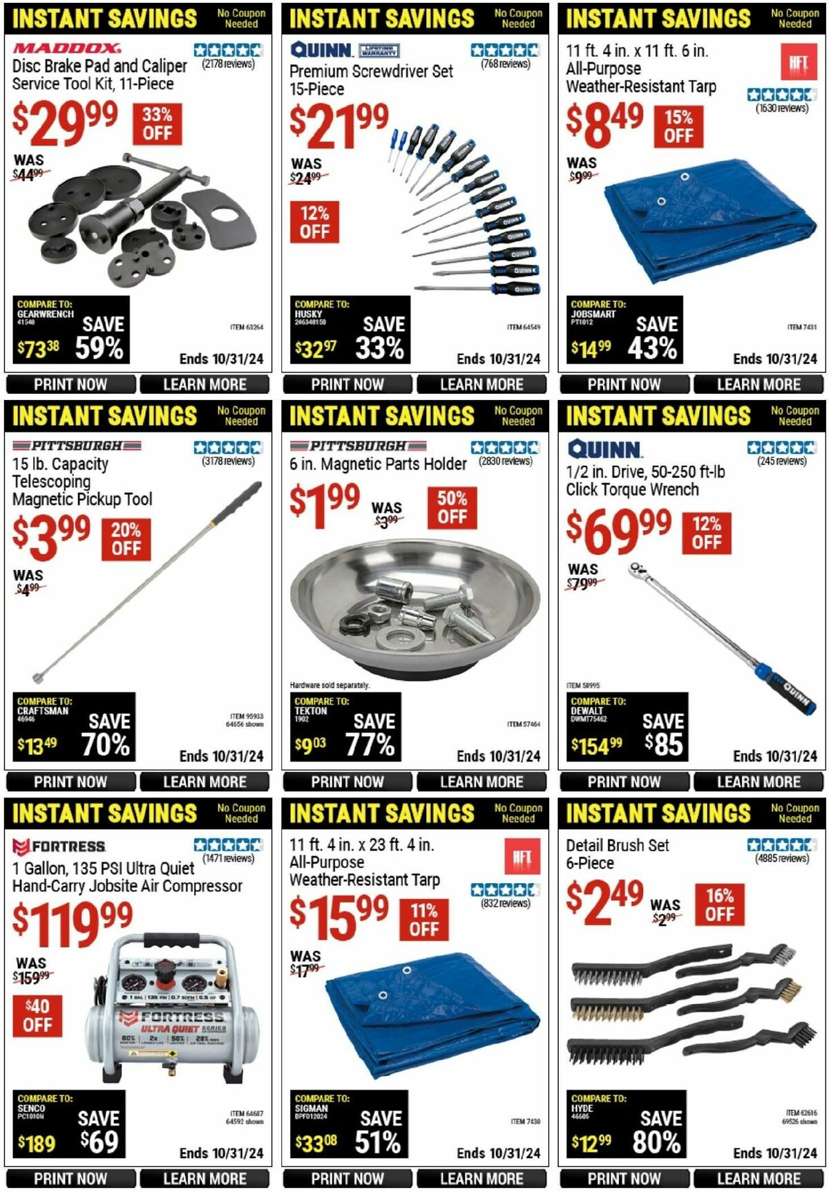 Harbor Freight Tools Instant Savings Weekly Ad from October 14