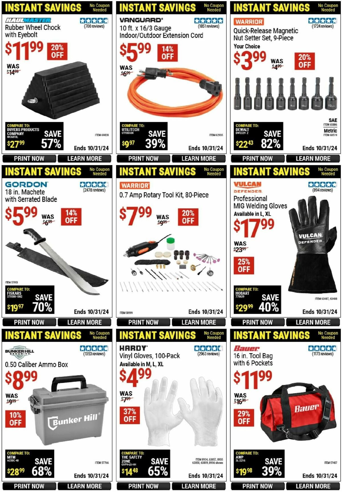 Harbor Freight Tools Instant Savings Weekly Ad from October 14