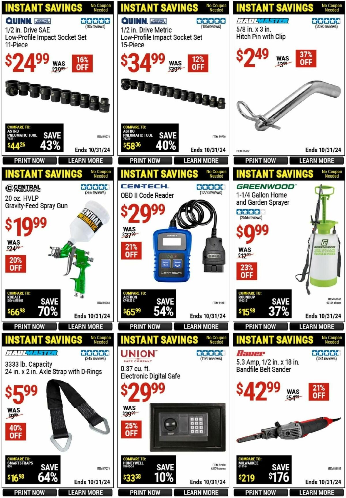 Harbor Freight Tools Instant Savings Weekly Ad from October 14