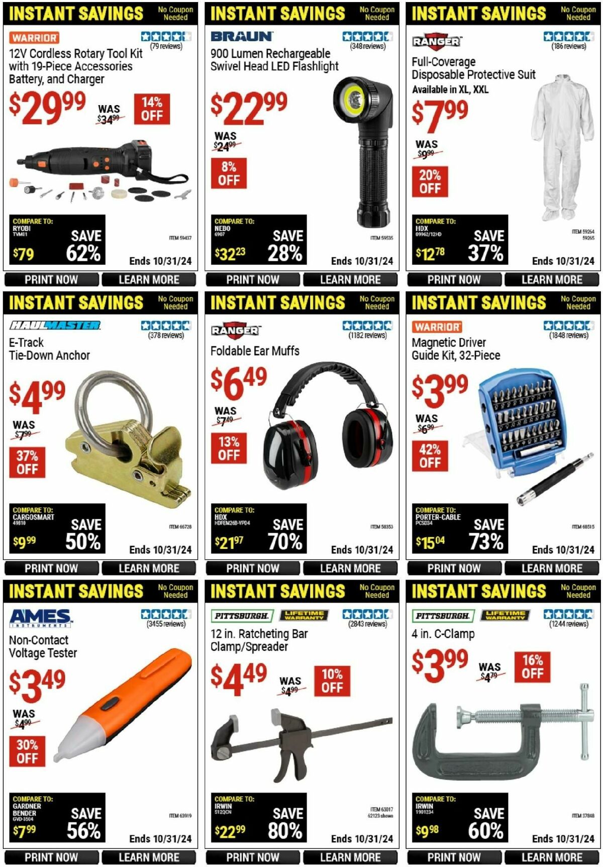 Harbor Freight Tools Instant Savings Weekly Ad from October 14