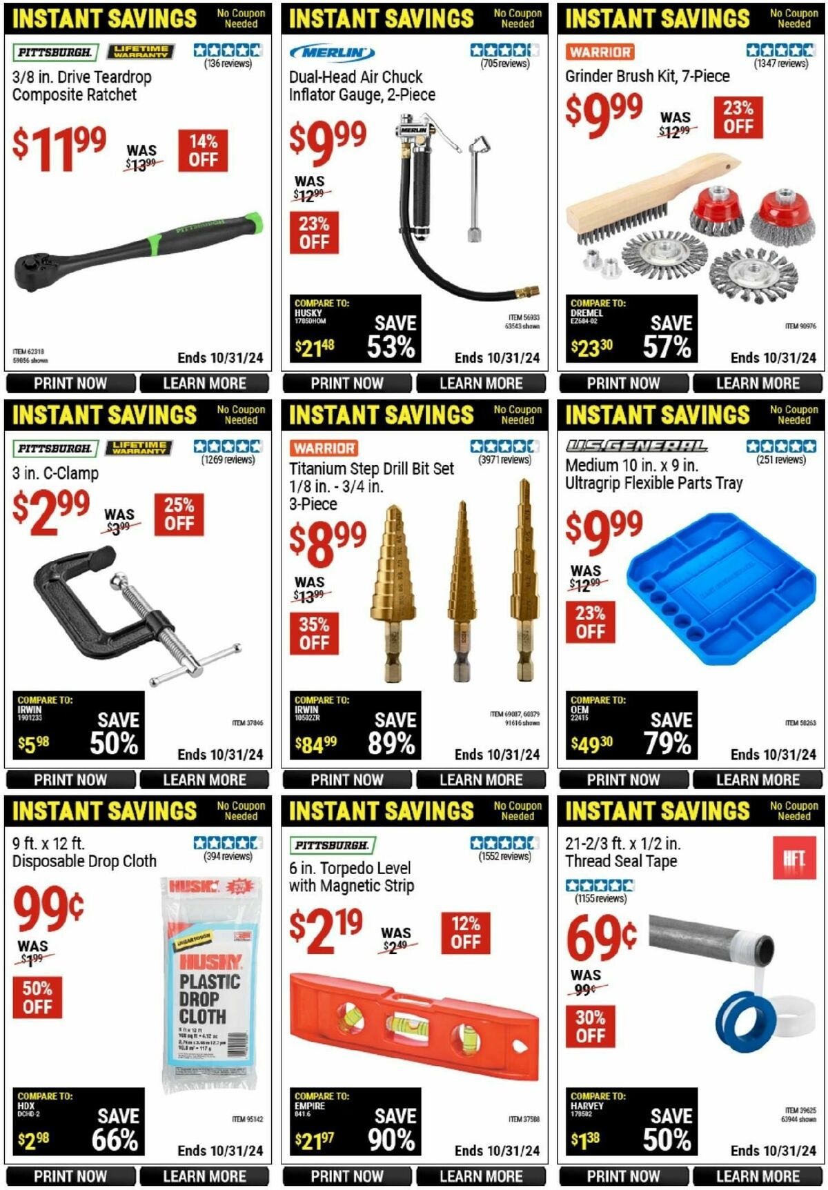 Harbor Freight Tools Instant Savings Weekly Ad from October 14