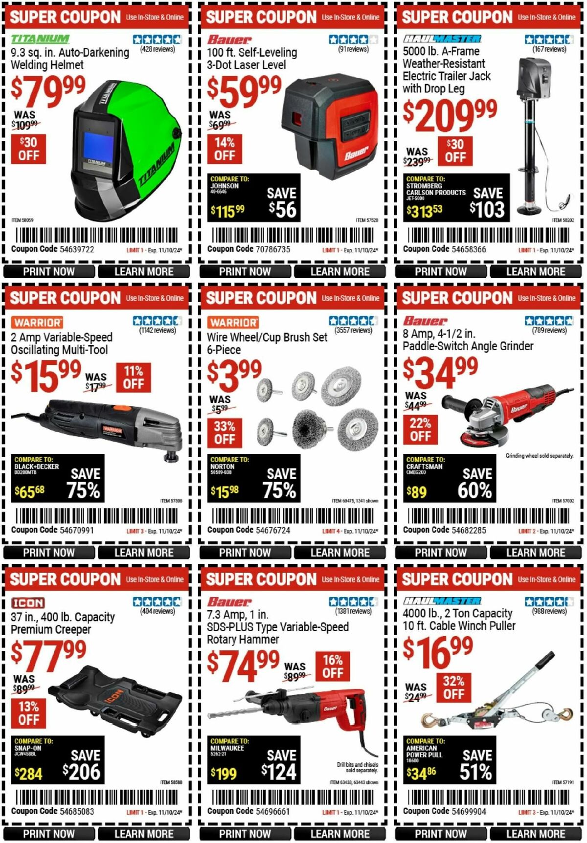 Harbor Freight Tools Weekly Ad from October 28