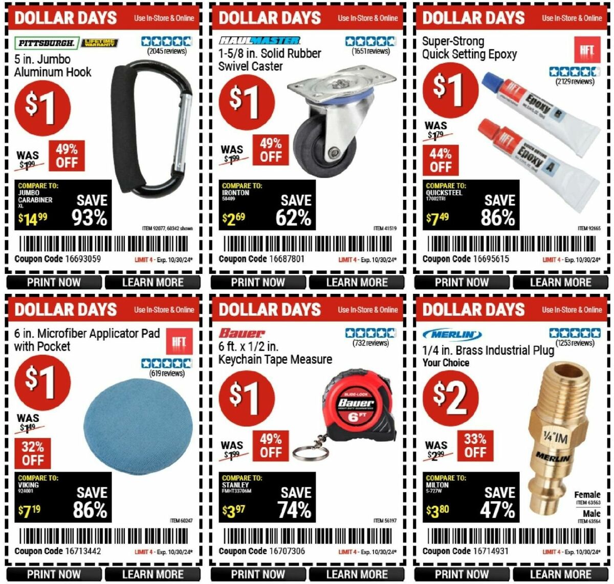 Harbor Freight Tools Dollar Days Weekly Ad from October 17