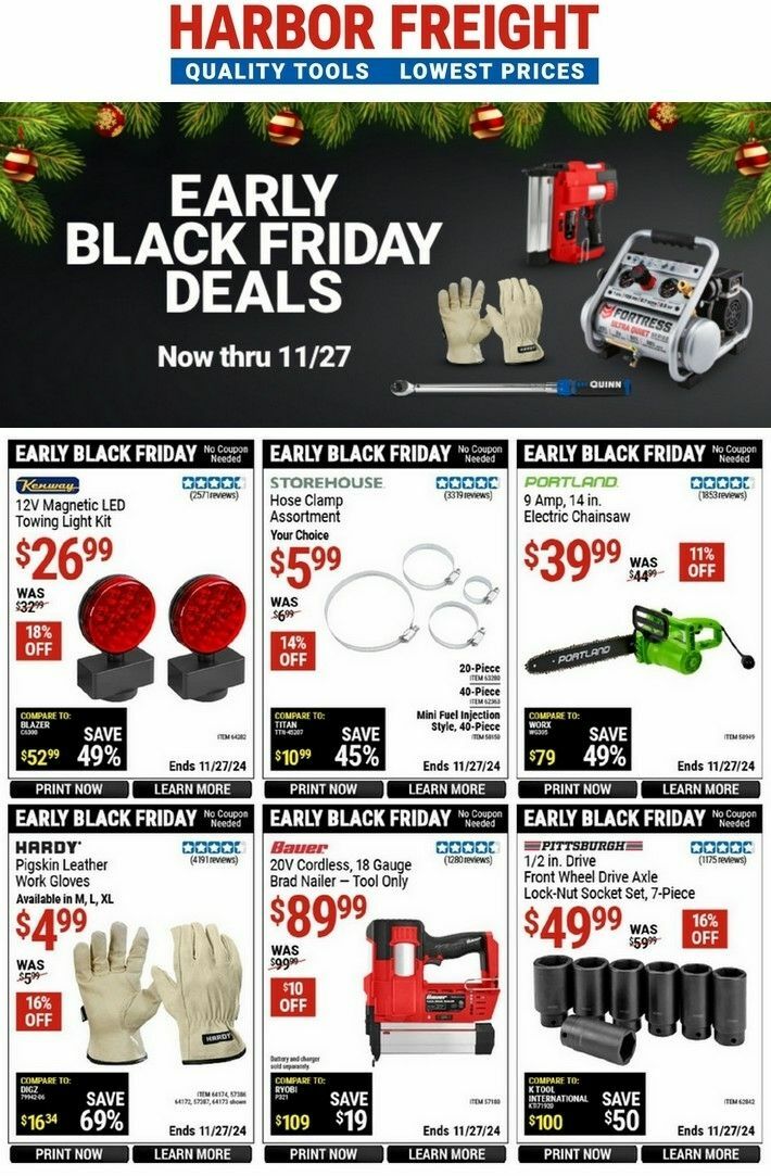 Harbor Freight Tools Black Friday Weekly Ad from November 10