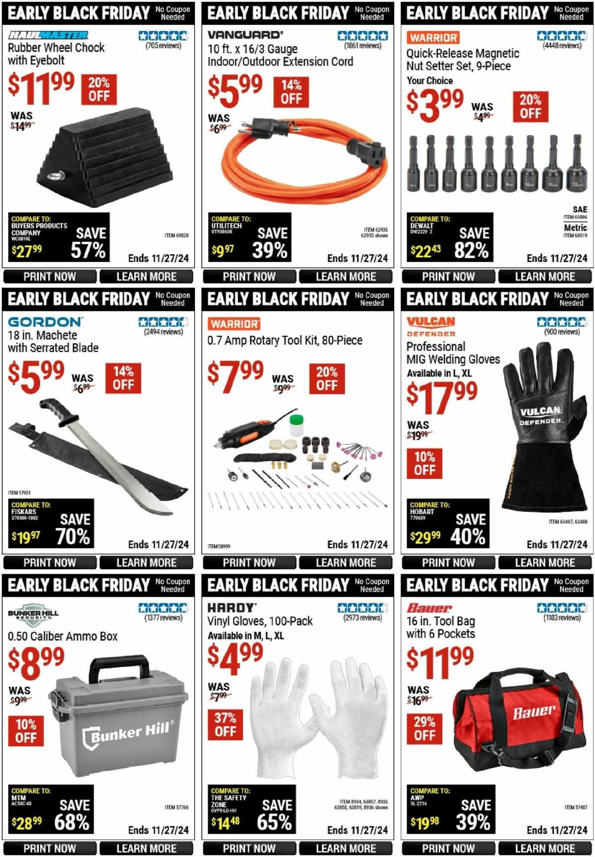 Harbor Freight Tools Black Friday Weekly Ad from November 10