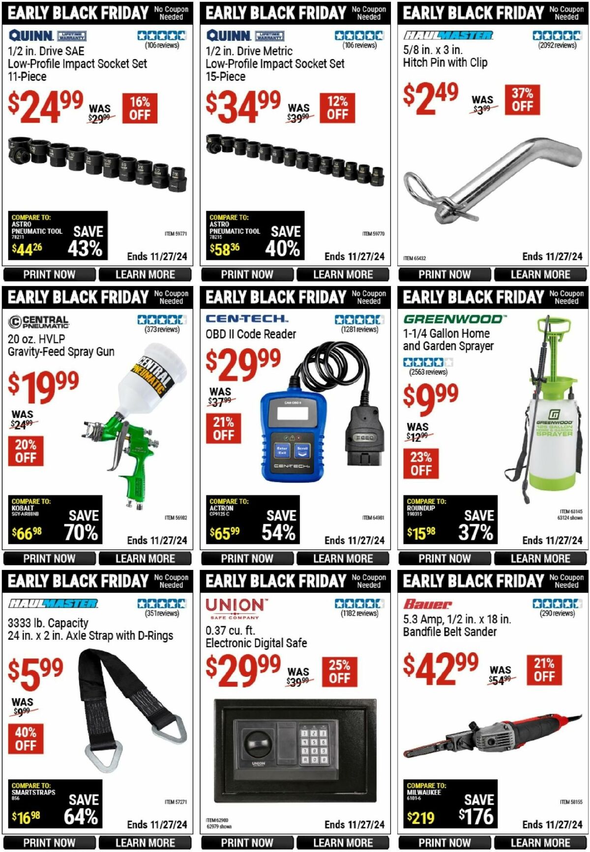 Harbor Freight Tools Black Friday Weekly Ad from November 10