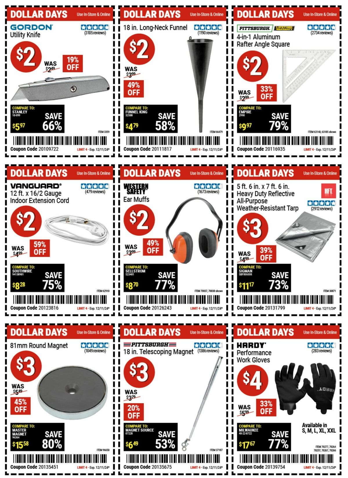 Harbor Freight Tools Dollar Days Weekly Ad from November 29