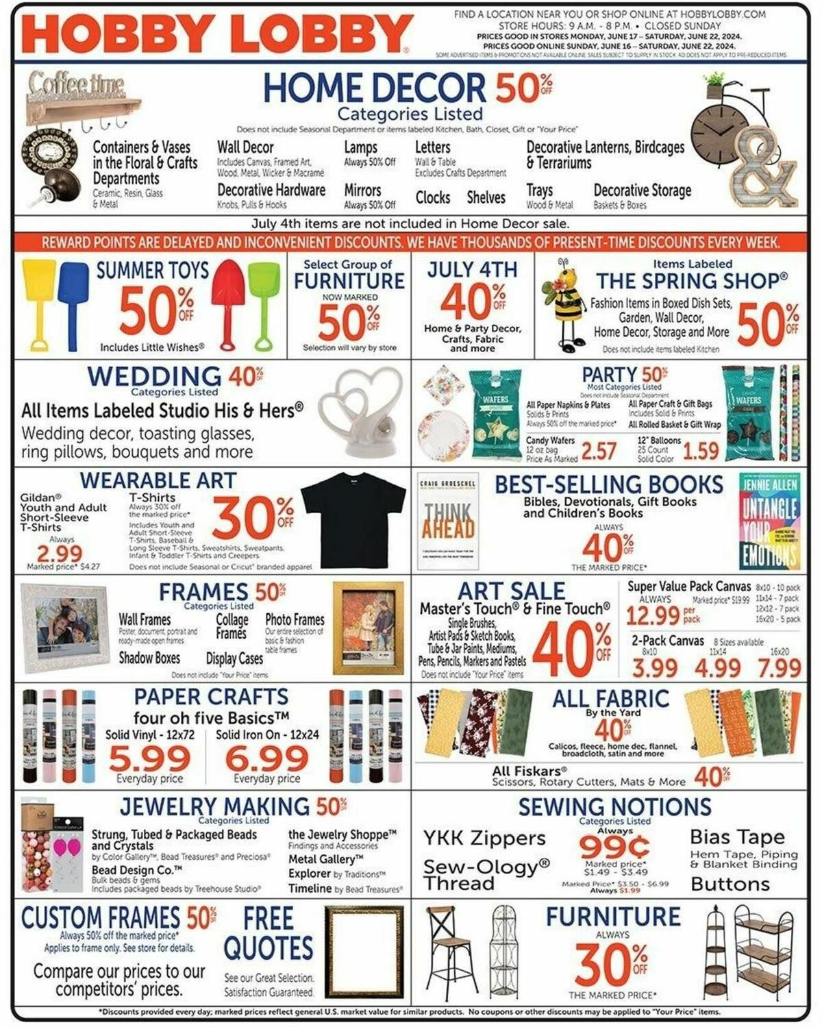 Hobby Lobby Weekly Ad from June 16