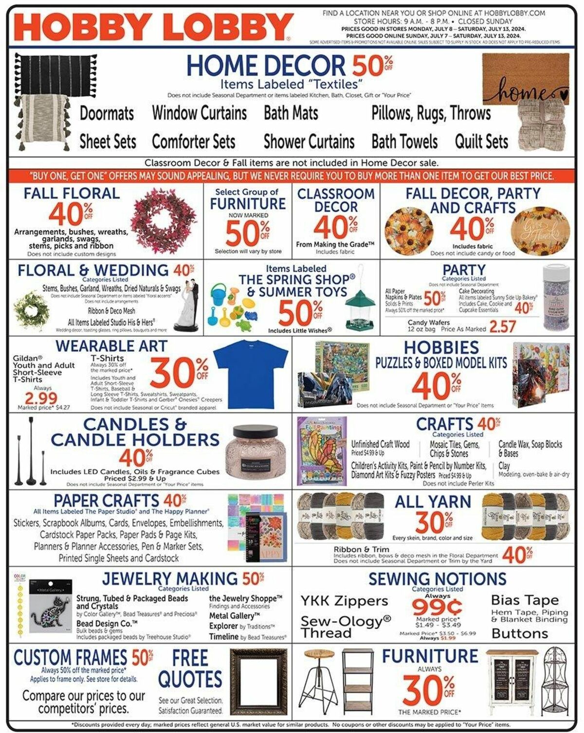 Hobby Lobby Weekly Ad from July 7