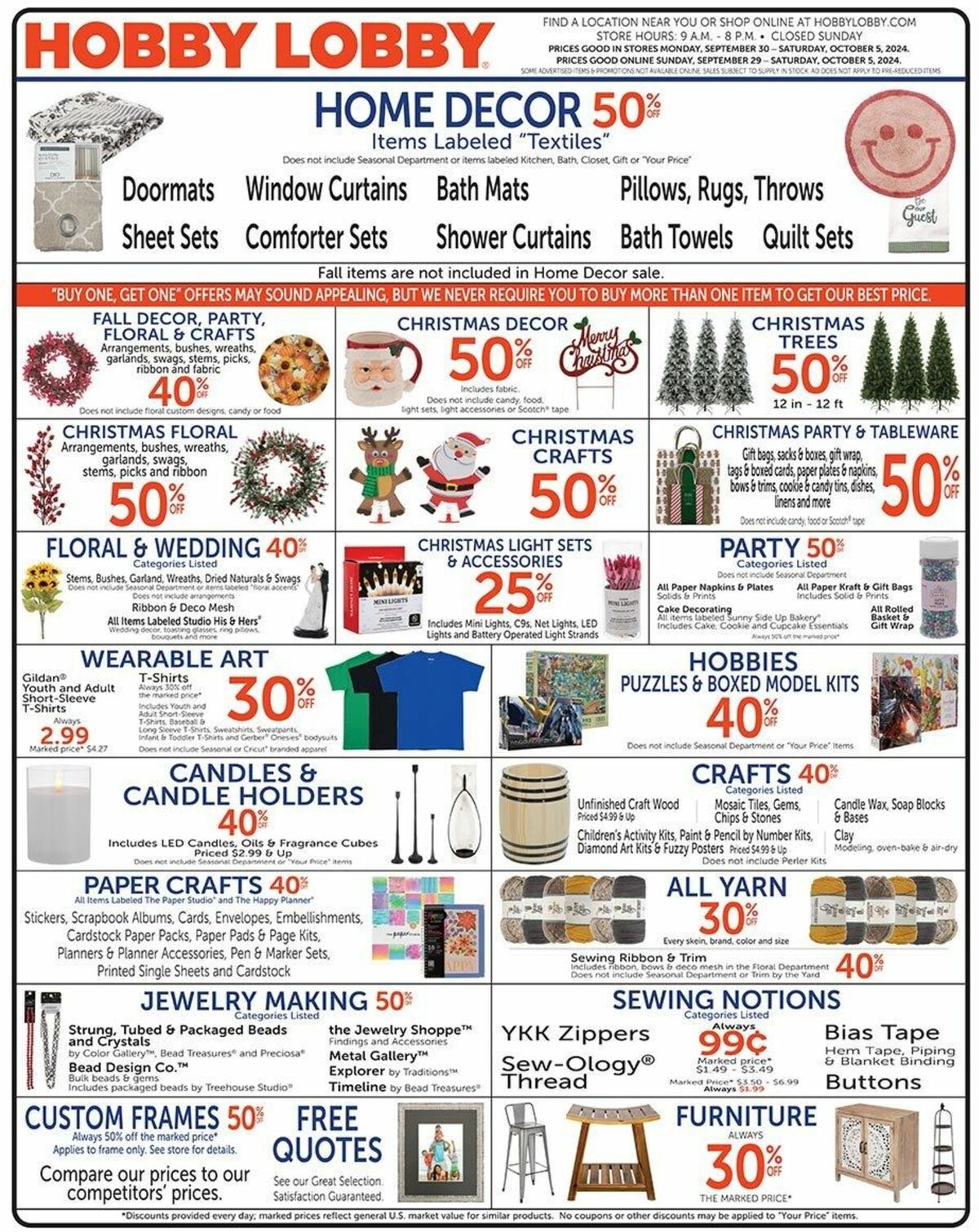 Hobby Lobby Weekly Ad from September 29