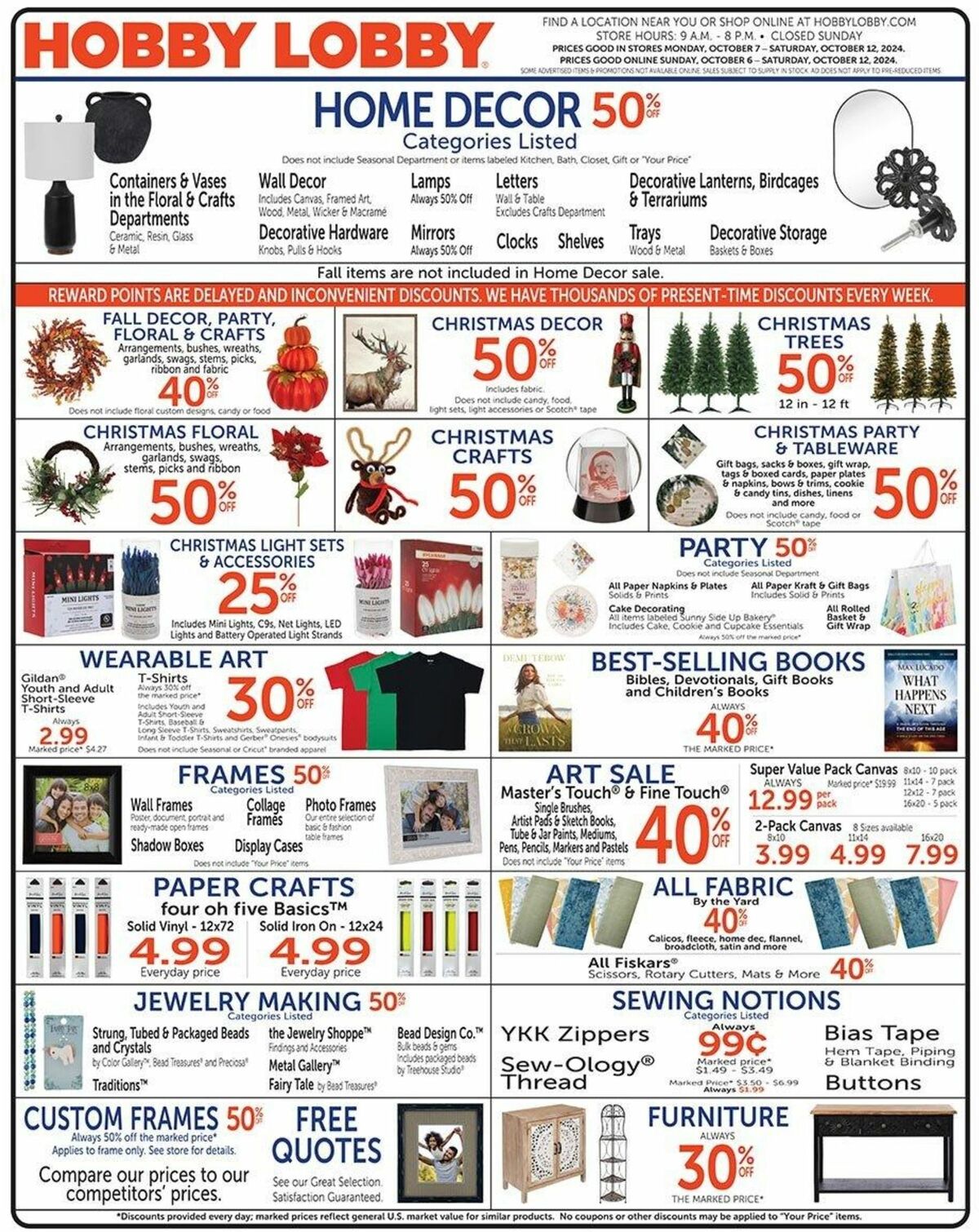 Hobby Lobby Weekly Ad from October 6