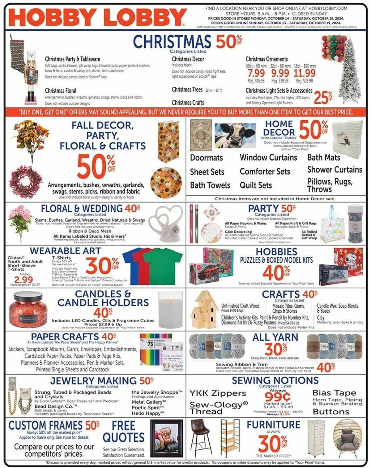 Hobby Lobby Weekly Ad from October 13