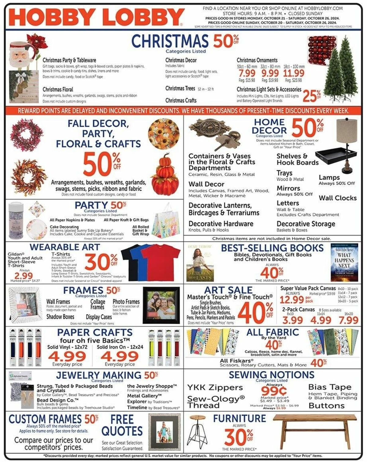 Hobby Lobby Weekly Ad from October 20