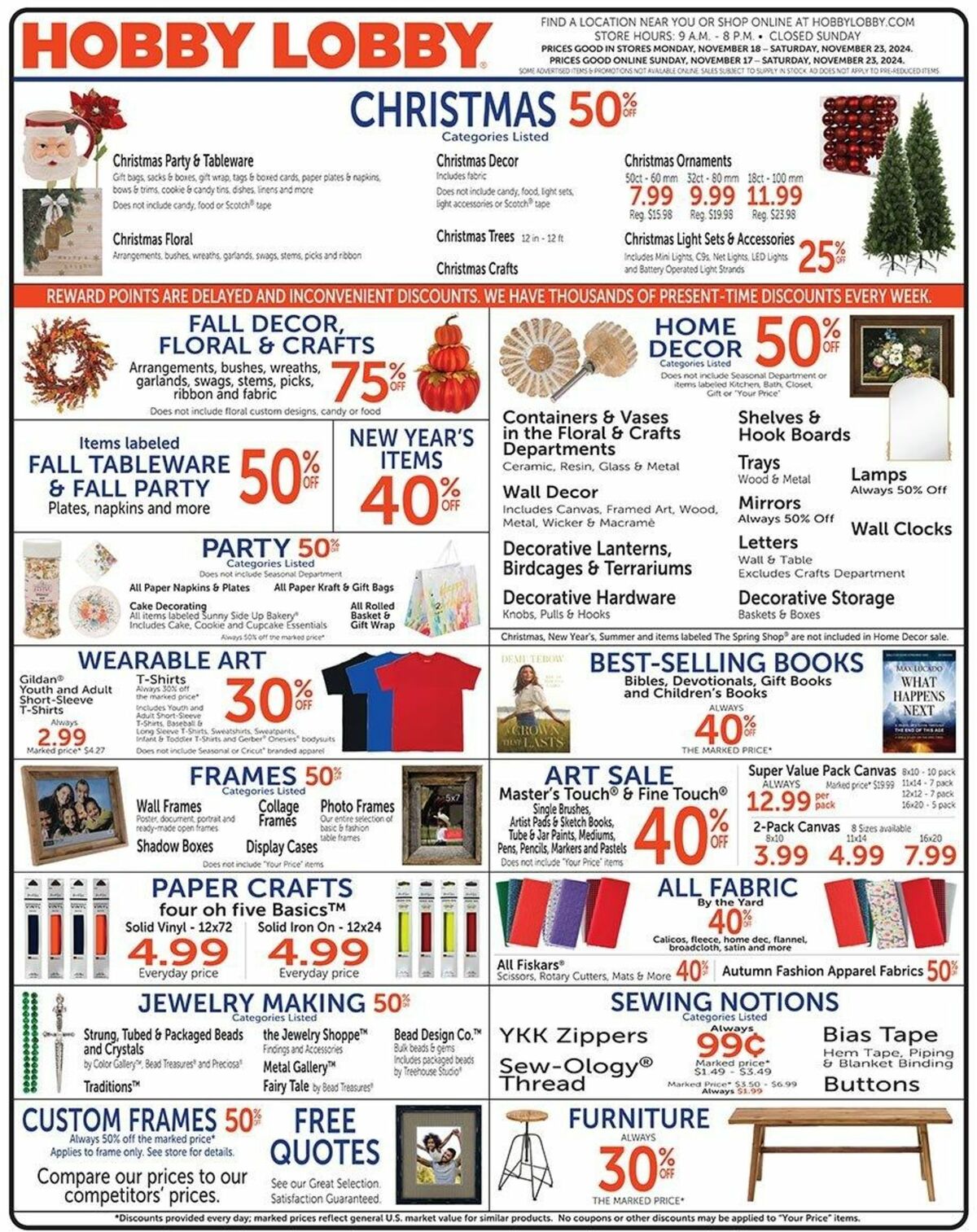 Hobby Lobby Weekly Ad from November 17