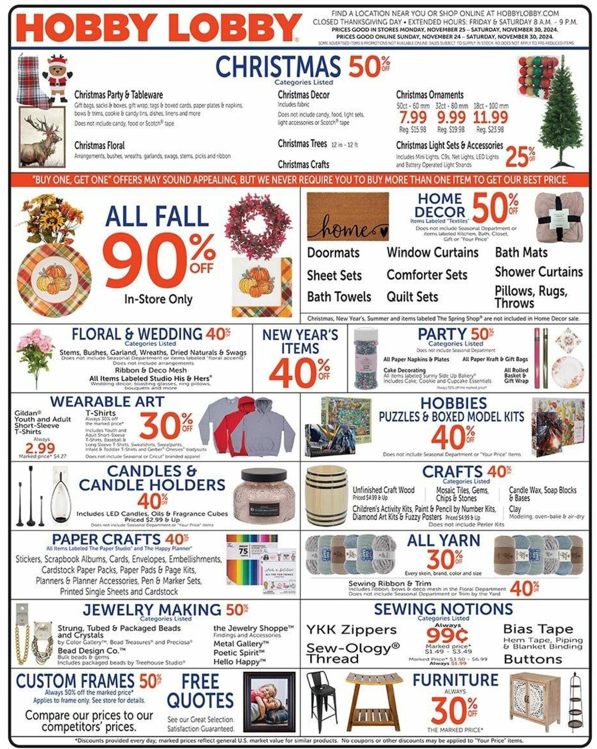 Hobby Lobby Weekly Ad from November 24