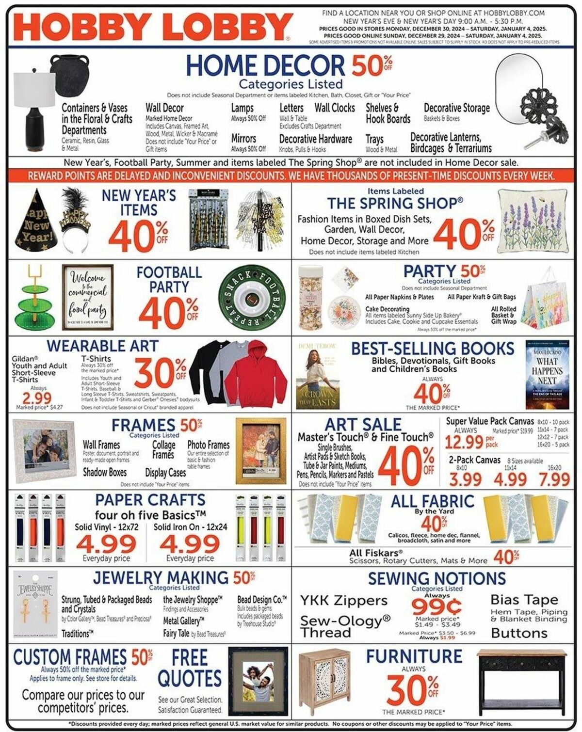 Hobby Lobby Weekly Ad from December 29