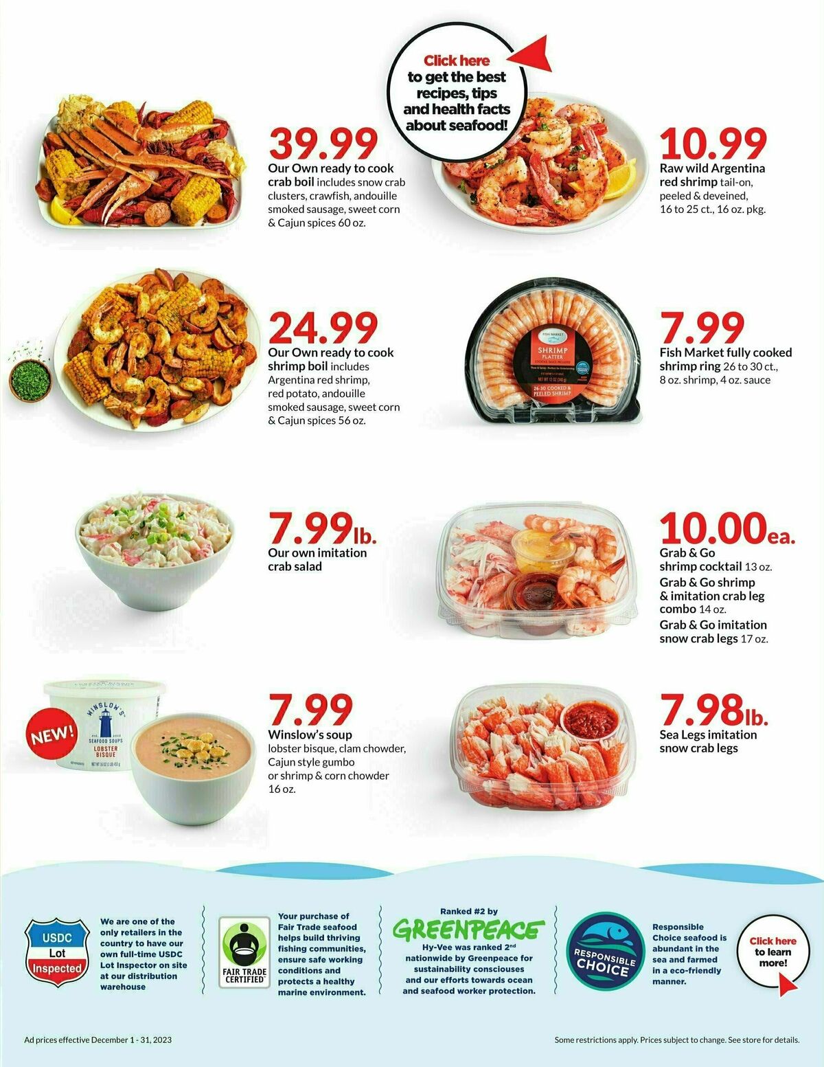 Hy-Vee Meat & Seafood Sale Weekly Ad from December 1