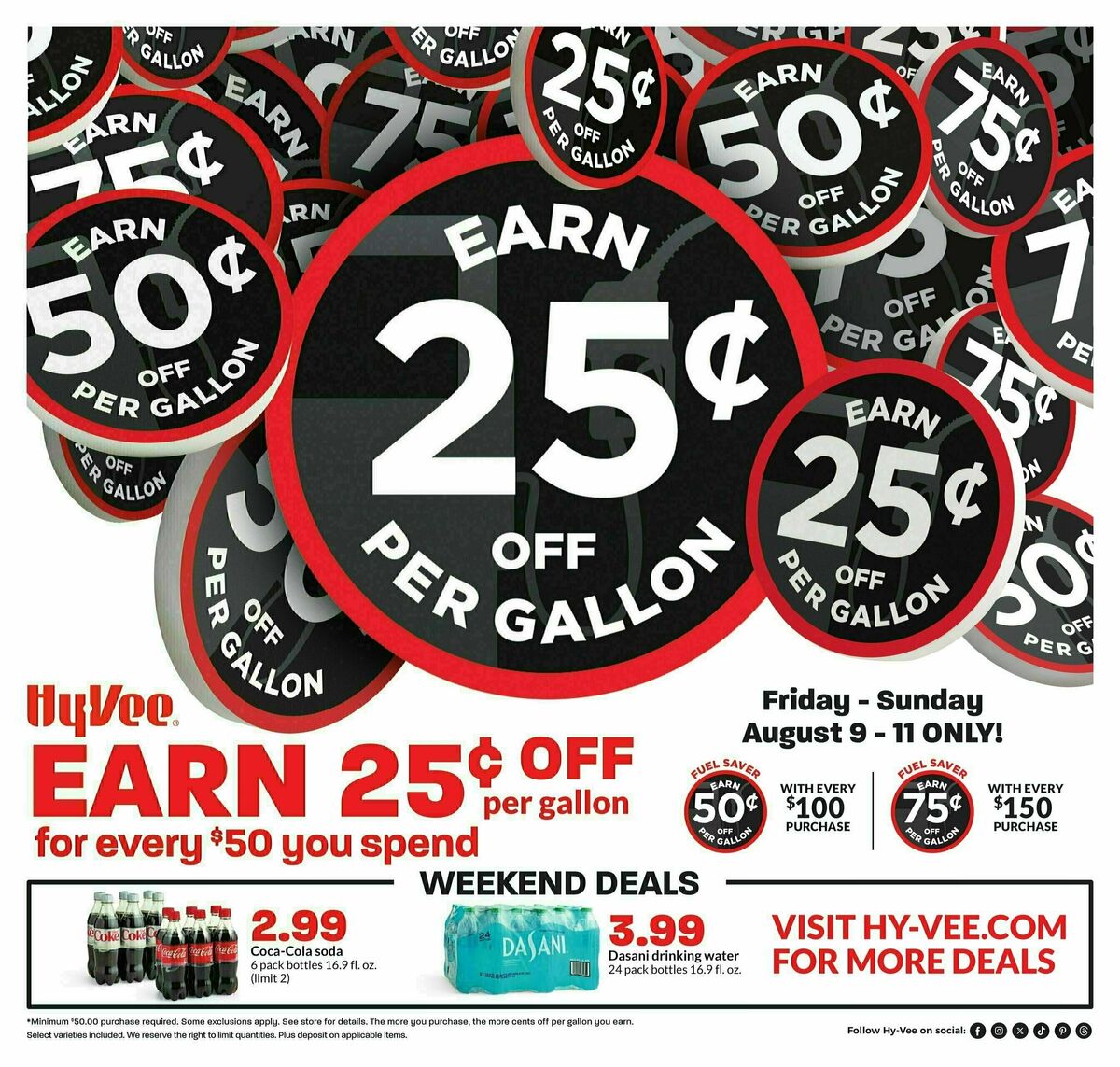 Hy-Vee EARN 25¢ OFF PER GALLON Weekly Ad from August 9