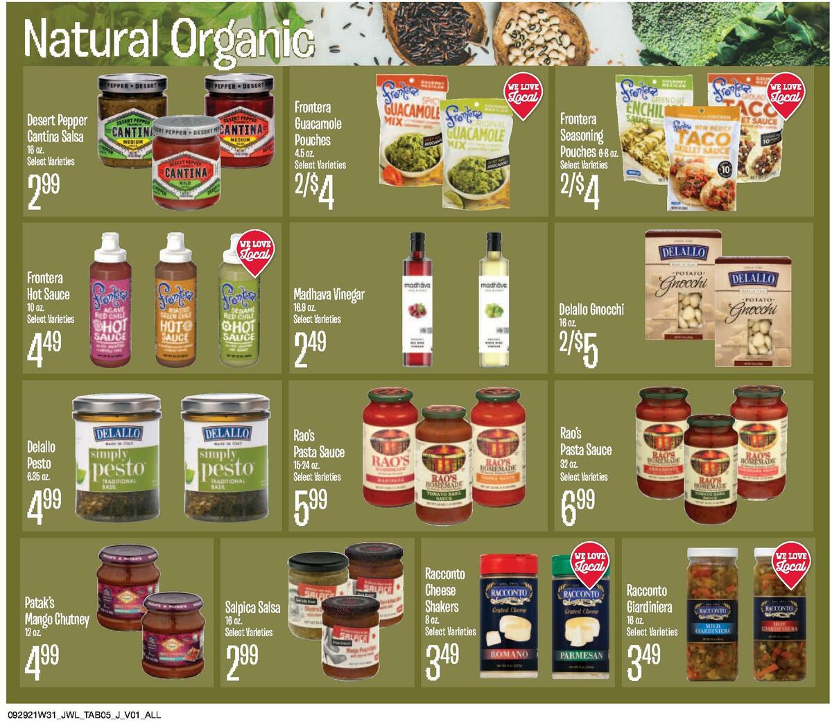 Jewel Osco Natural & Organic Weekly Ad from September 29