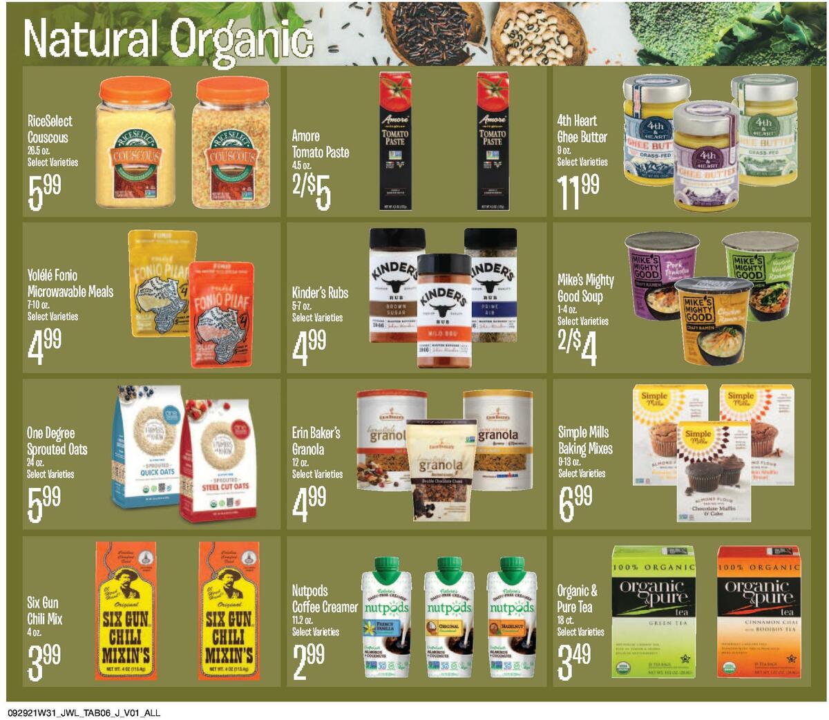 Jewel Osco Natural & Organic Weekly Ad from September 29