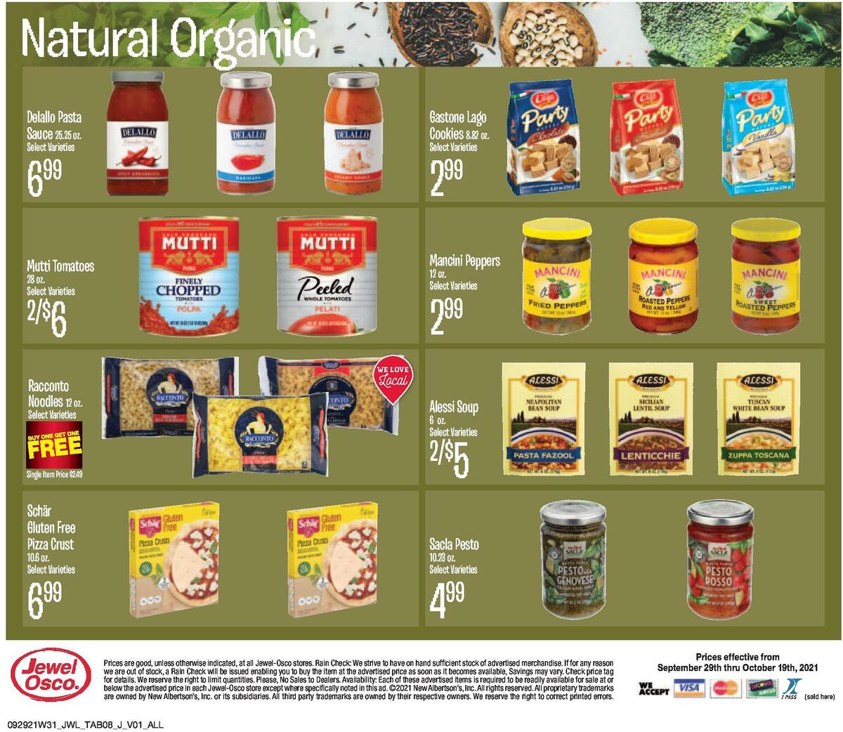 Jewel Osco Natural & Organic Weekly Ad from September 29